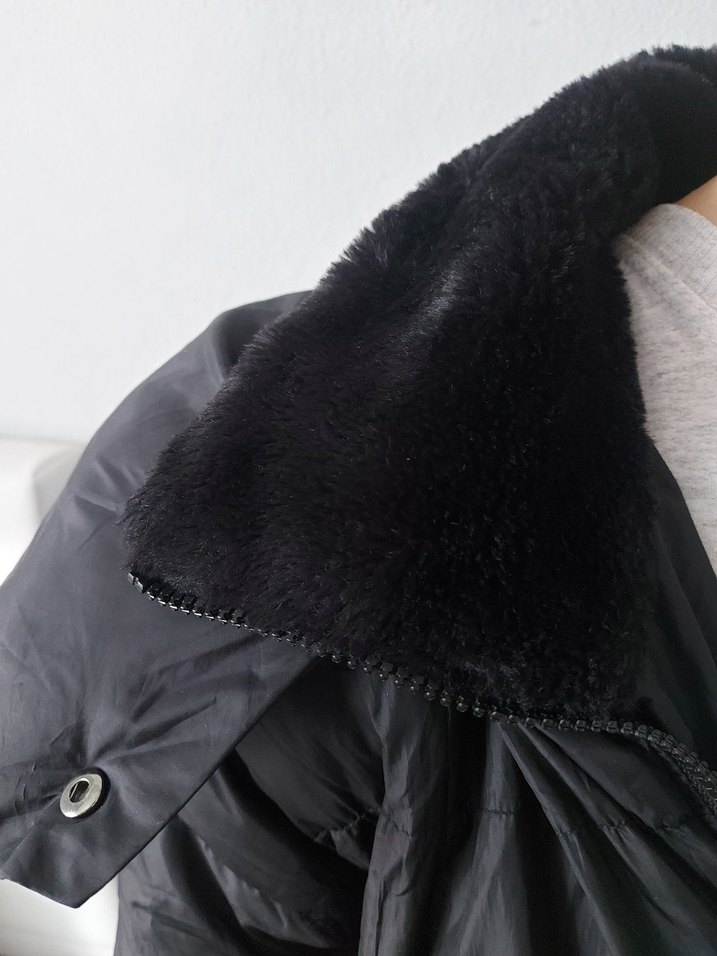 Kürklü Siyah Kadın Kışlık Mont - Görsel 4