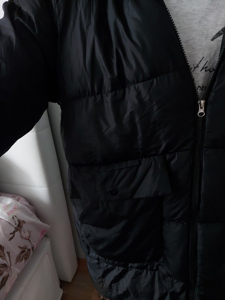 Kürklü Siyah Kadın Kışlık Mont - Görsel 5