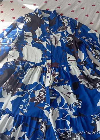 Mavi Piliseli Uzun Kollu Uzun Elbise - Görsel 2