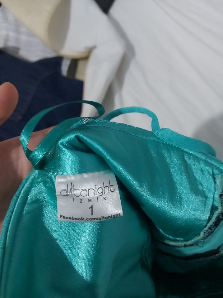 Uzun Turkuaz  Abiye Elbise - Görsel 2