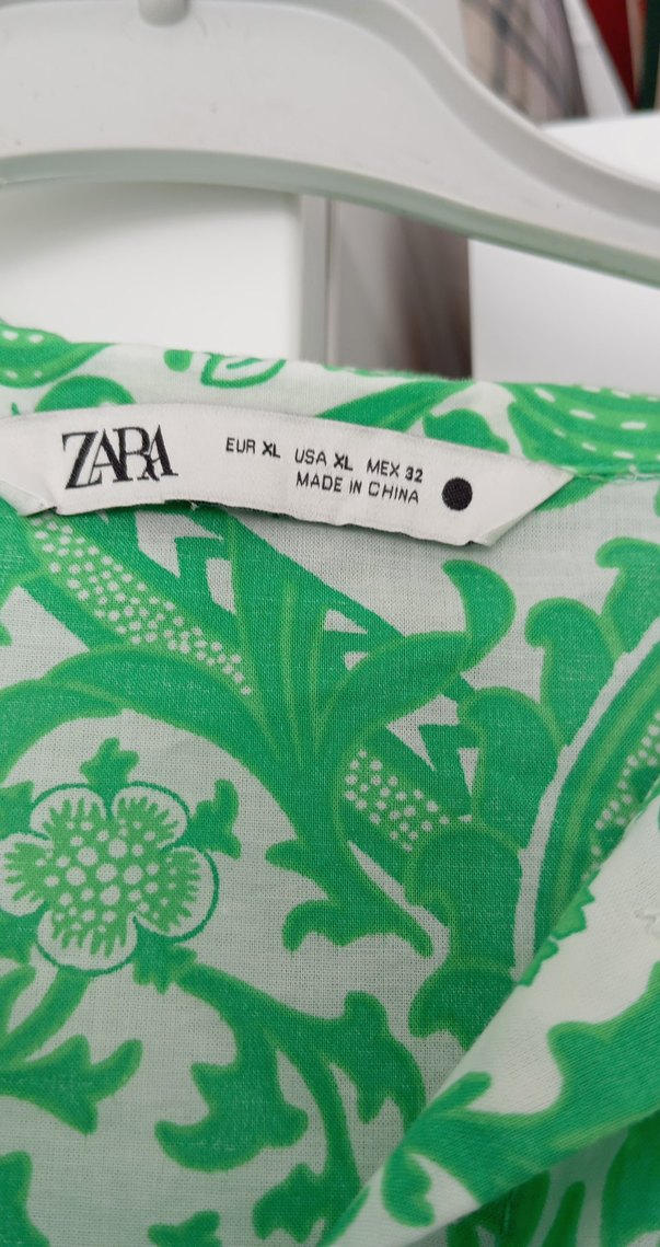 Zara  Mini Elbise Yeşil Desenli - Görsel 4