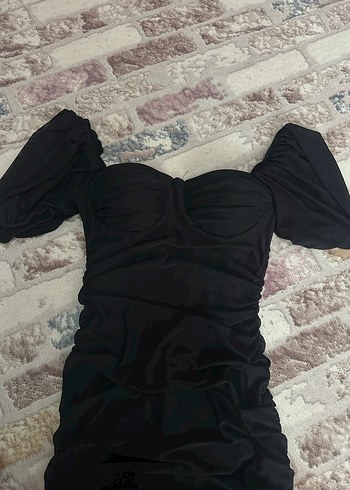 Siyah Drapeli Gotik Uzun Abiye Elbise - Görsel 2