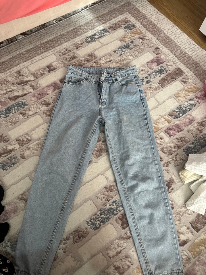 Gri Kadın Salaş Denim Pantolon - Görsel 2