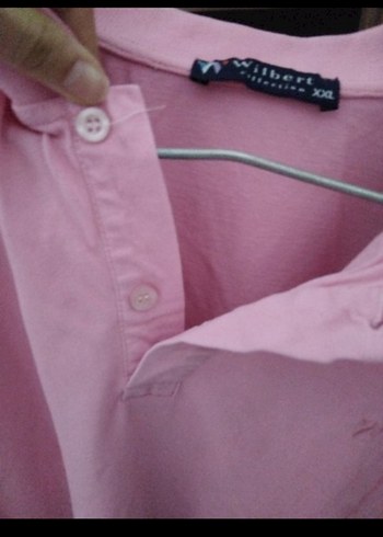 2xl Beden pembe Renk Pembe V Yaka Polo Tişört XXL