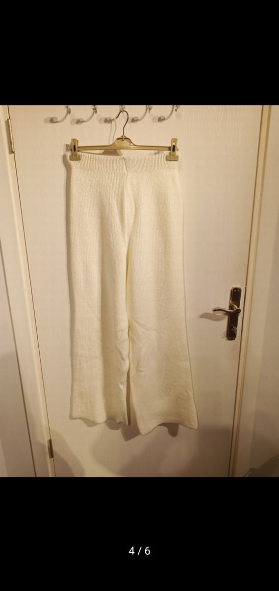 Beyaz Pamuklu Salaş Kadın Pantolon - Görsel 3