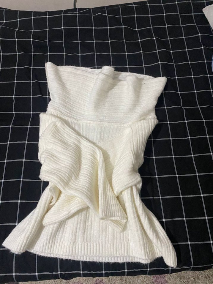 maddono yaka beyaz kazak- triko kayik kazak - Görsel 2