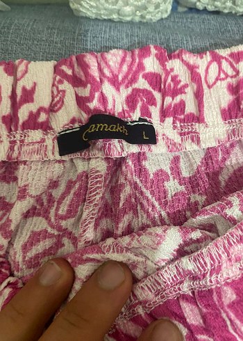 Pembe Desenli Alt üst takım Bohem Kadın Kumaş Pantolon - Görsel 2