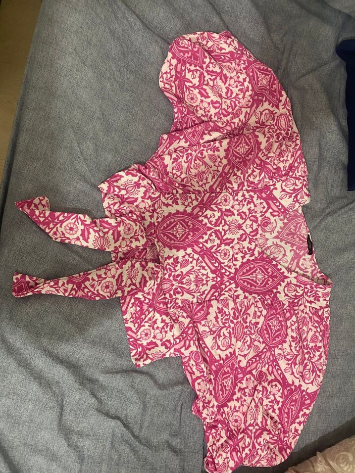 Pembe Desenli Alt üst takım Bohem Kadın Kumaş Pantolon - Görsel 4