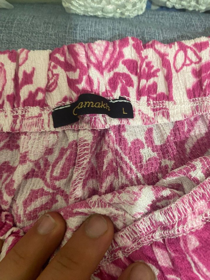 Pembe Desenli Alt üst takım Bohem Kadın Kumaş Pantolon - Görsel 2