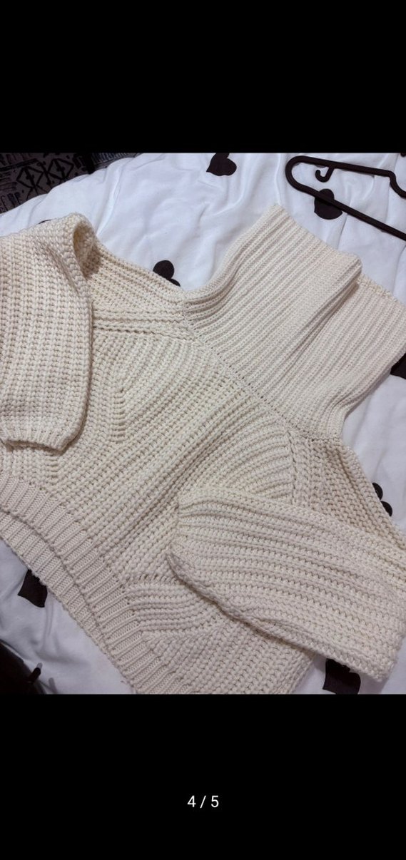 Beyaz Örgü Kadın Boğazlı Kazak - Görsel 3