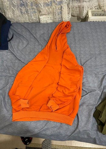 Turuncu Kapüşonlu Kadın Sweatshirt - Görsel 2