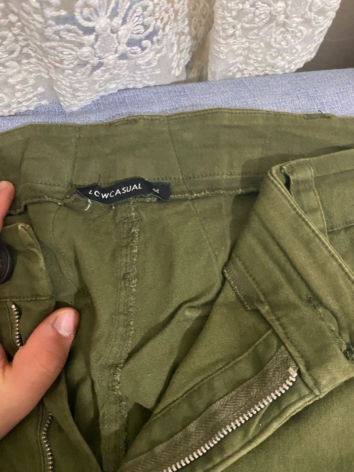 Kadın Haki Kemerli Bol Kesim Pantolon - Görsel 2