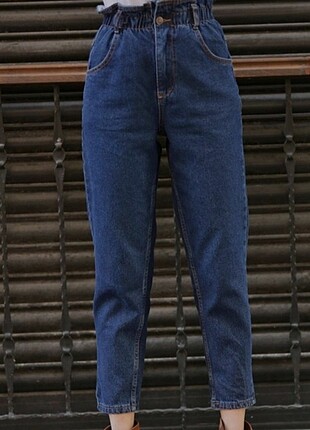 Beli büzgülü mom jean