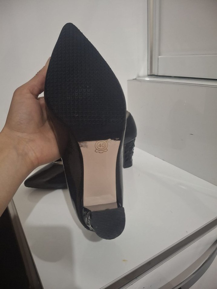 Siyah  Desenli  Topuklu Ayakkabı - Görsel 5