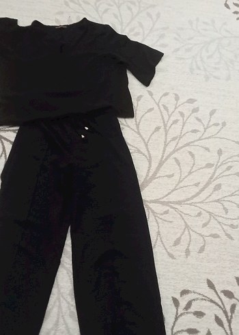 Siyah Kadın Midi Tulum, Kısa Kollu, Rahat Kesim - Görsel 7