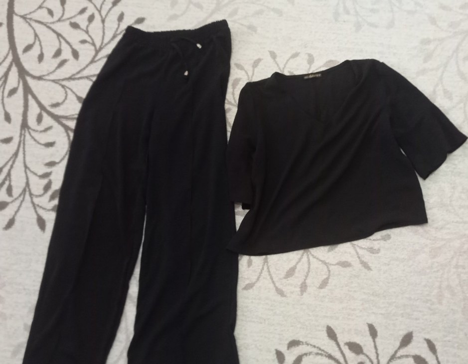 Siyah Kadın Midi Tulum, Kısa Kollu, Rahat Kesim - Görsel 4