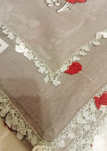 Diğer Gri Nakışlı Geleneksel Eşarp Tığ oyası