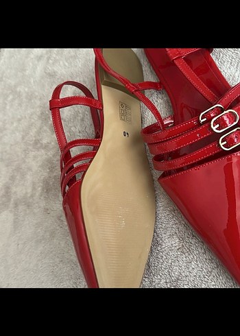 40 Beden kırmızı Renk Kırmızı Parlak Deri Stiletto Tokalı Kadın Ayakkabı