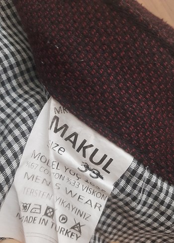 Düğmeli Bordo Erkek Pantolon - Görsel 5