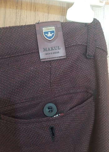 Düğmeli Bordo Erkek Pantolon - Görsel 4