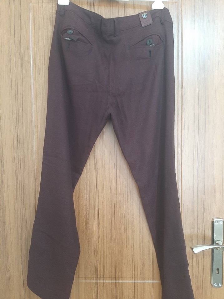 Düğmeli Bordo Erkek Pantolon - Görsel 3