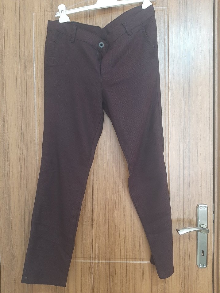 Düğmeli Bordo Erkek Pantolon - Görsel 2