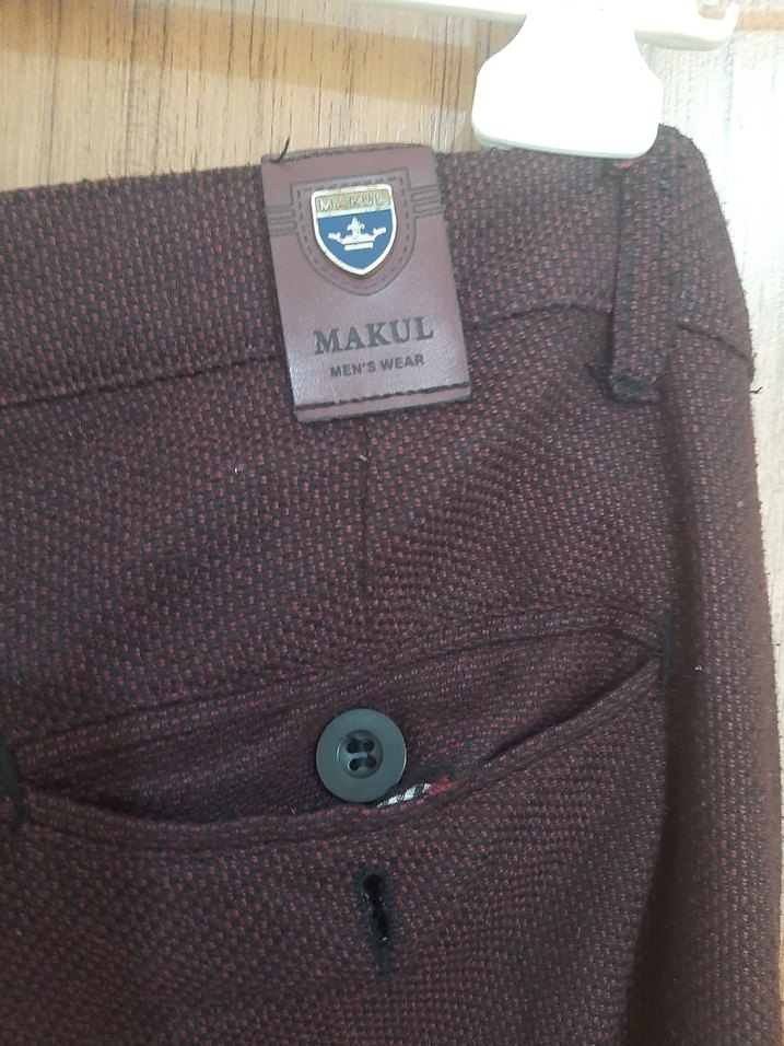 Düğmeli Bordo Erkek Pantolon - Görsel 4