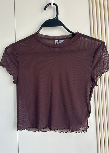 H&m Transparan Kahverengi Crop Top