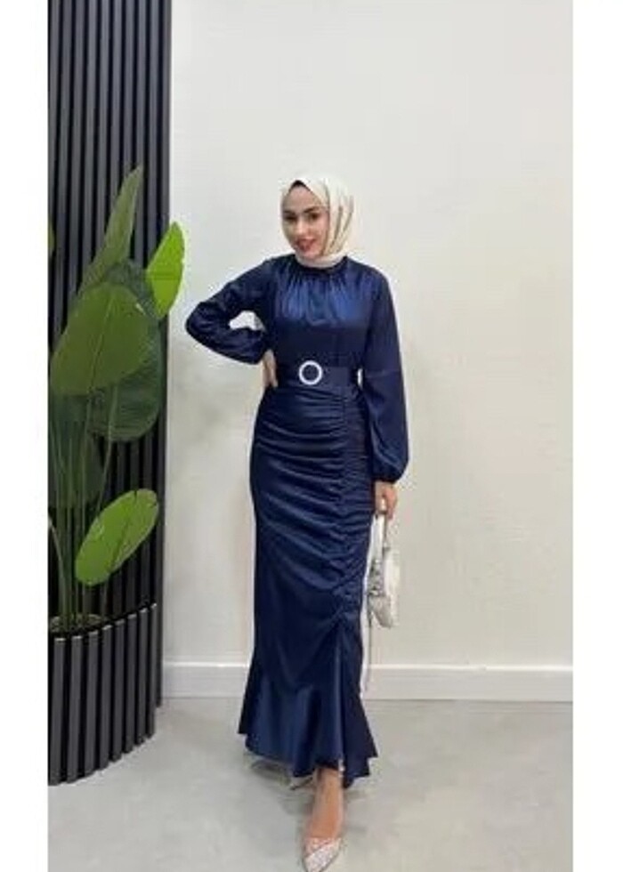 Saten tesettür abiye elbise - Görsel 2