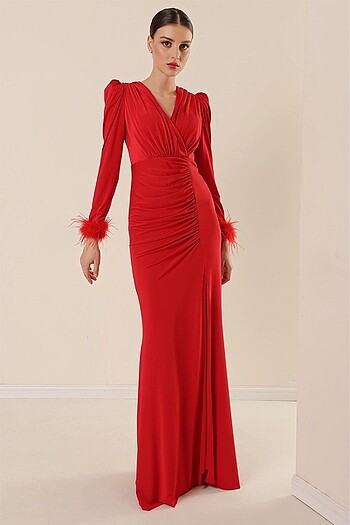 Kırmızı abiye elbise - Görsel 2