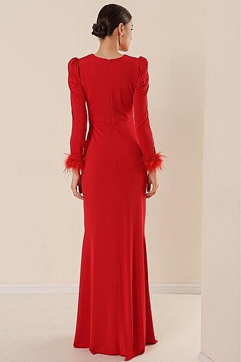 Kırmızı abiye elbise - Görsel 3