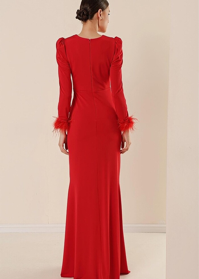 Kırmızı abiye elbise - Görsel 3