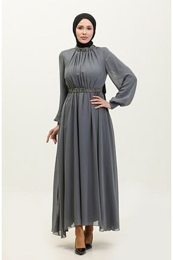 Simli tesettür abiye elbise - Görsel 2