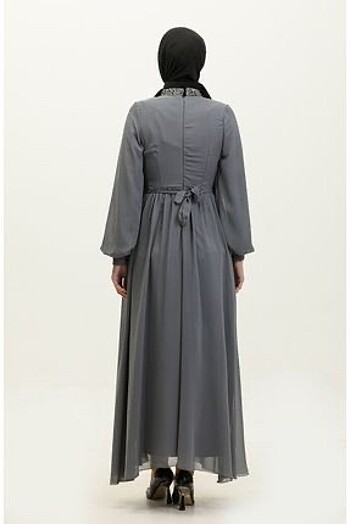 Simli tesettür abiye elbise - Görsel 3