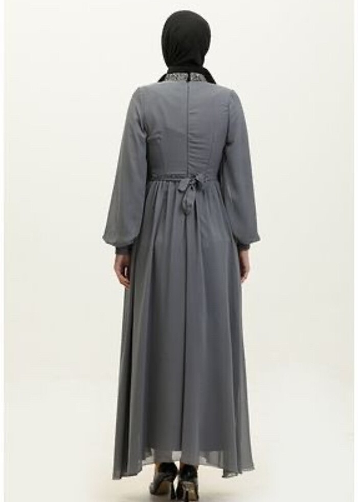 Simli tesettür abiye elbise - Görsel 3