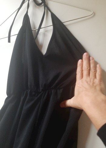 Siyah Mini V Yakalı Kadın şort Tulum - Görsel 6