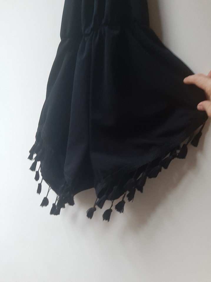 Siyah Mini V Yakalı Kadın şort Tulum - Görsel 5