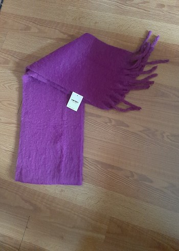 Mor Püsküllü Kadın Yün Şal - Görsel 5