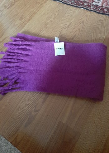 Mor Püsküllü Kadın Yün Şal - Görsel 4