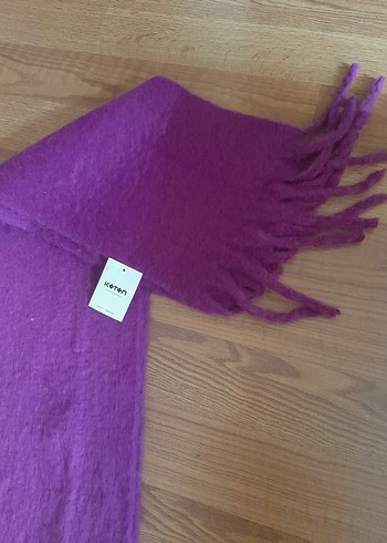 Mor Püsküllü Kadın Yün Şal - Görsel 6