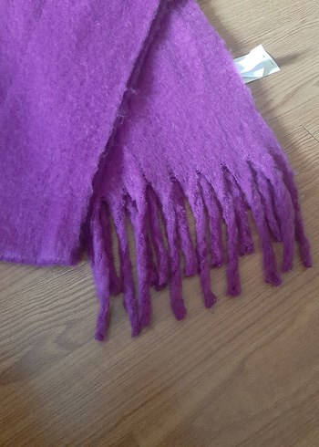 Mor Püsküllü Kadın Yün Şal - Görsel 2