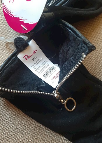 Siyah Süet Fermuarlı Kadın Eldiven - Görsel 5