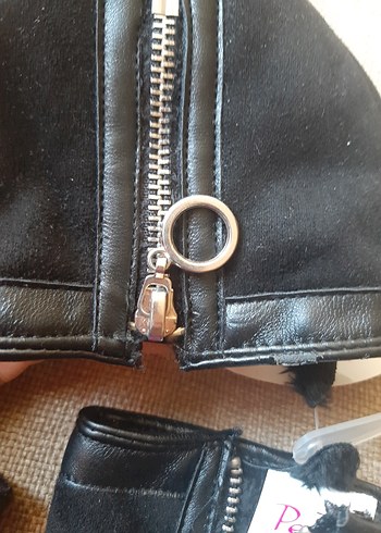 Siyah Süet Fermuarlı Kadın Eldiven - Görsel 6