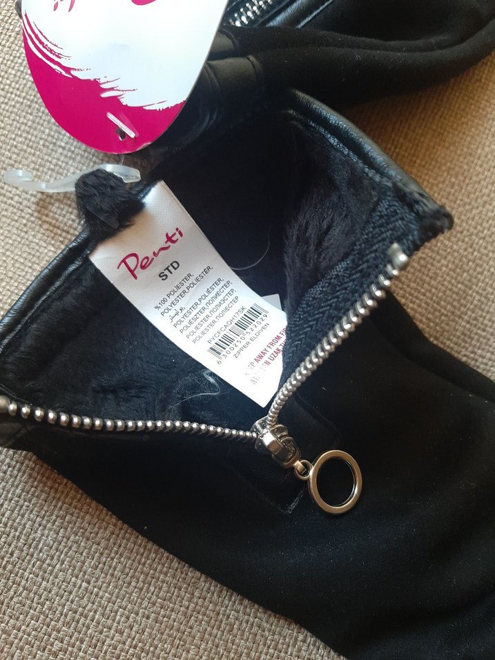 Siyah Süet Fermuarlı Kadın Eldiven - Görsel 5