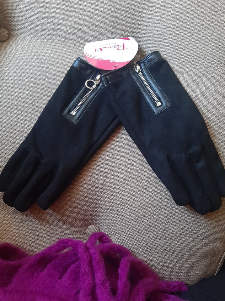 Siyah Süet Fermuarlı Kadın Eldiven - Görsel 3