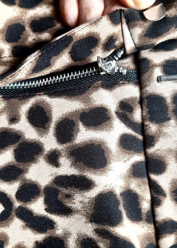 Kahverengi Leopar Desenli Kadın Kumaş Pantolon - Görsel 9