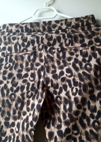 Kahverengi Leopar Desenli Kadın Kumaş Pantolon - Görsel 7