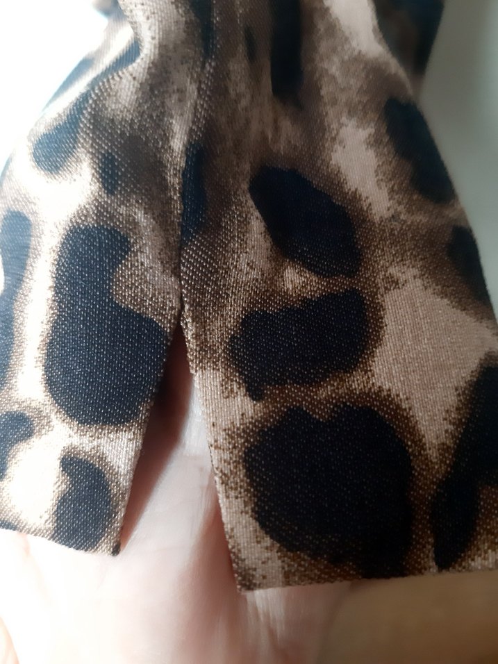 Kahverengi Leopar Desenli Kadın Kumaş Pantolon - Görsel 5