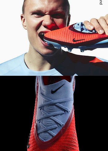 Kırmızı Gri Erkek Futbol Ayakkabısı Velcro Detaylı