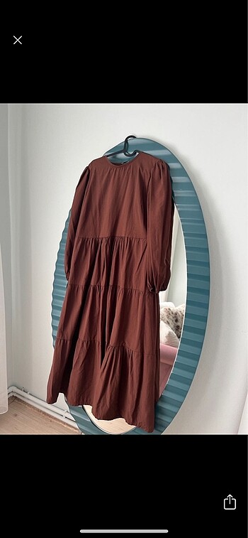hoopstore kahverengi poplin elbise